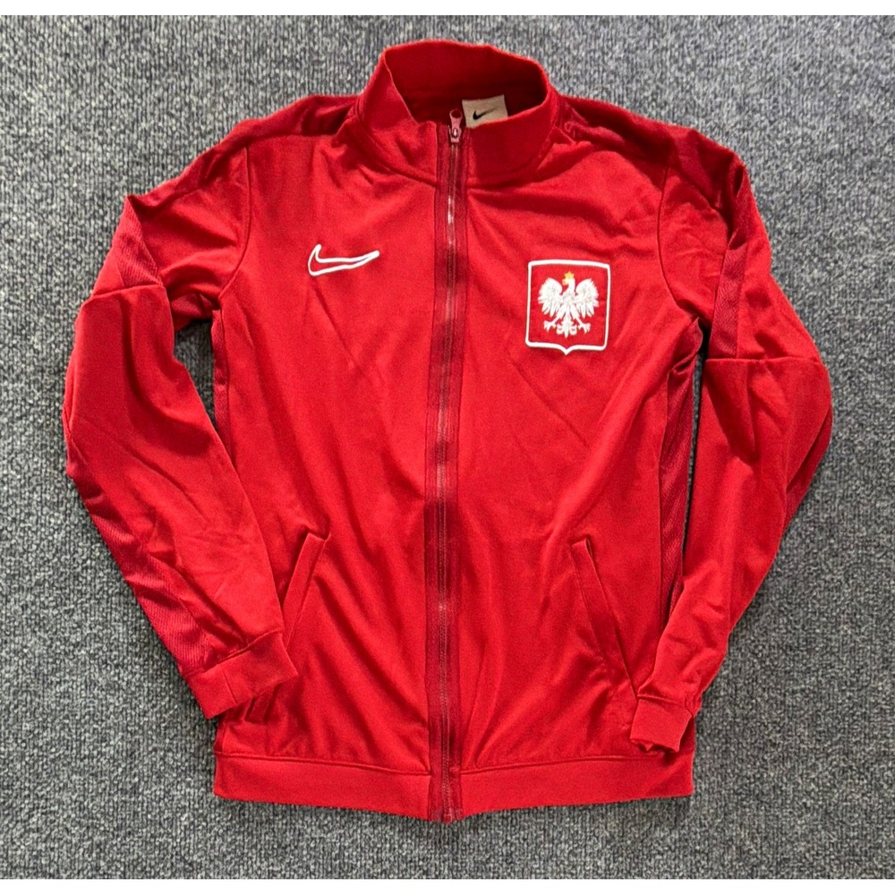 Nike Kids Poland Soccer Red Dri-FIT Full Zip Track Jacket Size Youth XL